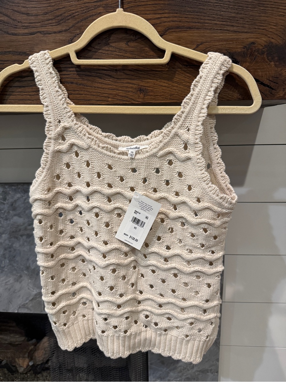 Splendid Knitted Scoop Neck Tank Top - Cream  xSmall bNWT